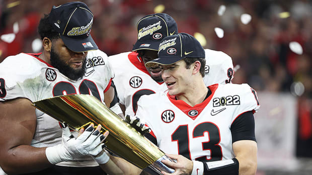 Jordan Davis and Stetson Bennett, Georgia Bulldogs Football in 2022 College Football Playoff National Championship