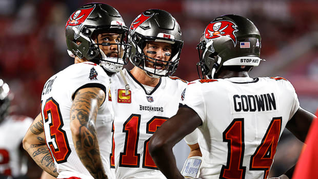 Mike Evans, Tom Brady and Chris Godwin, Tampa Bay Buccaneers